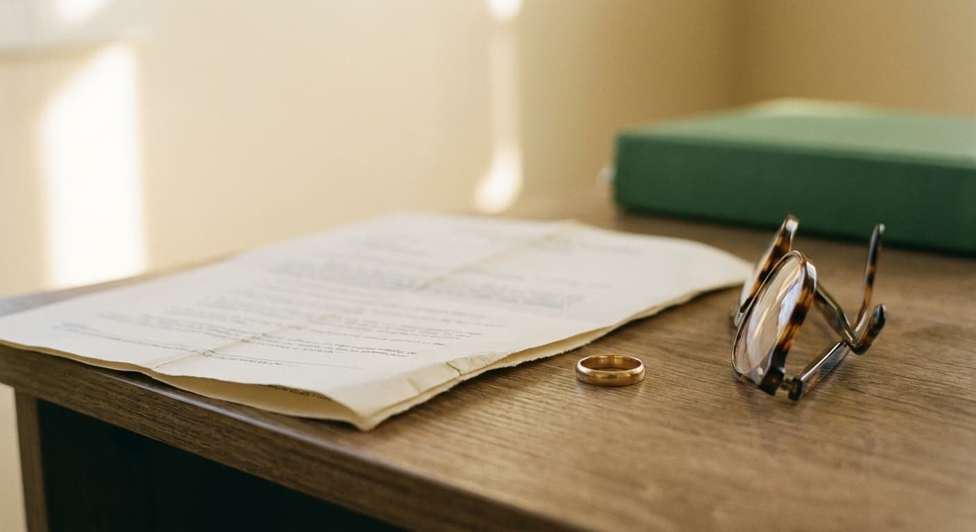 Person reviewing health insurance documents at a kitchen table