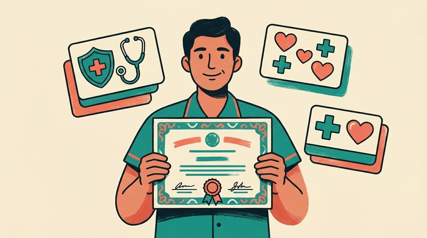 Person holding citizenship documents with a health insurance enrollment form