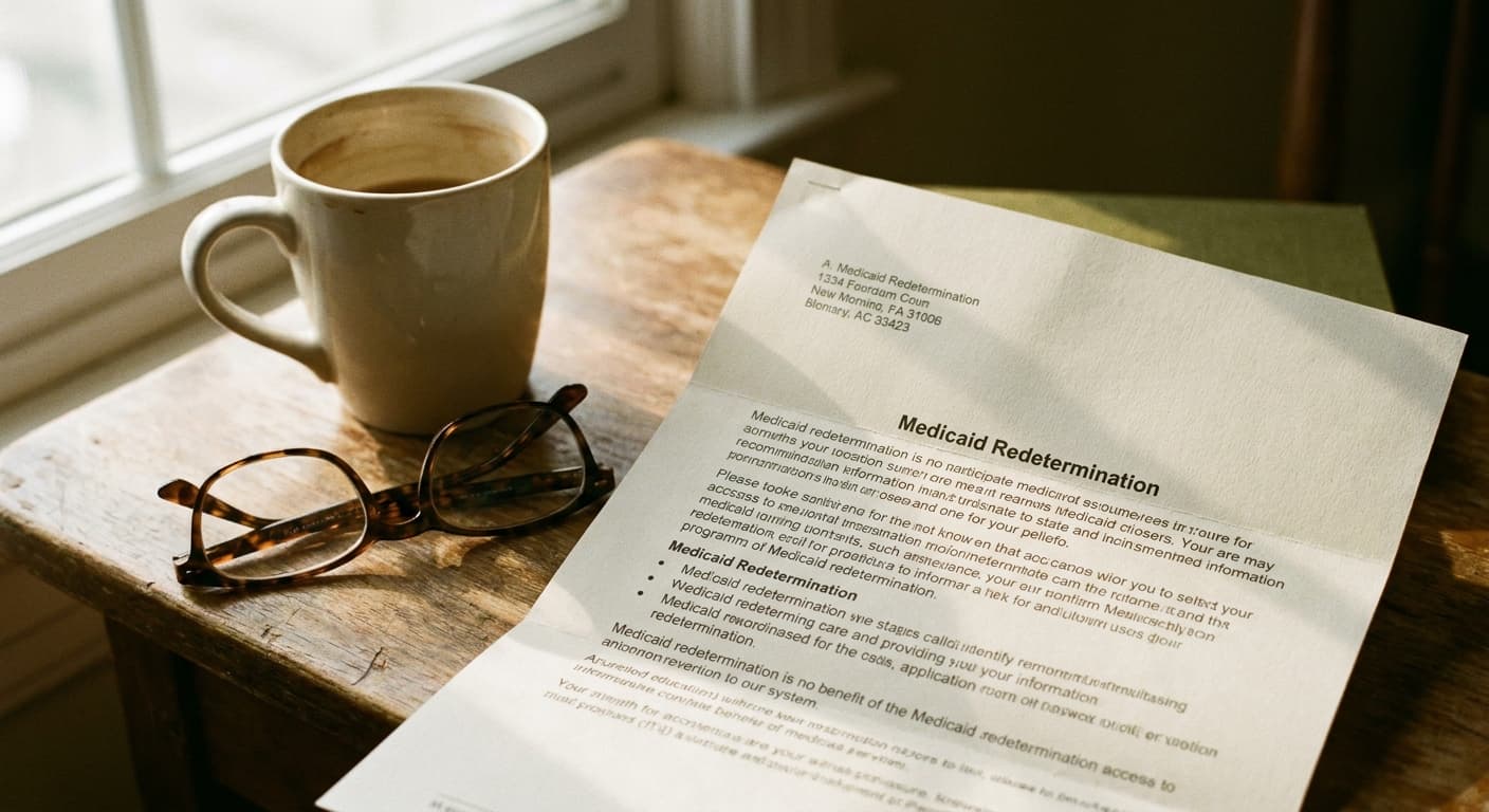 Person reading a letter with an arrow pointing toward a laptop