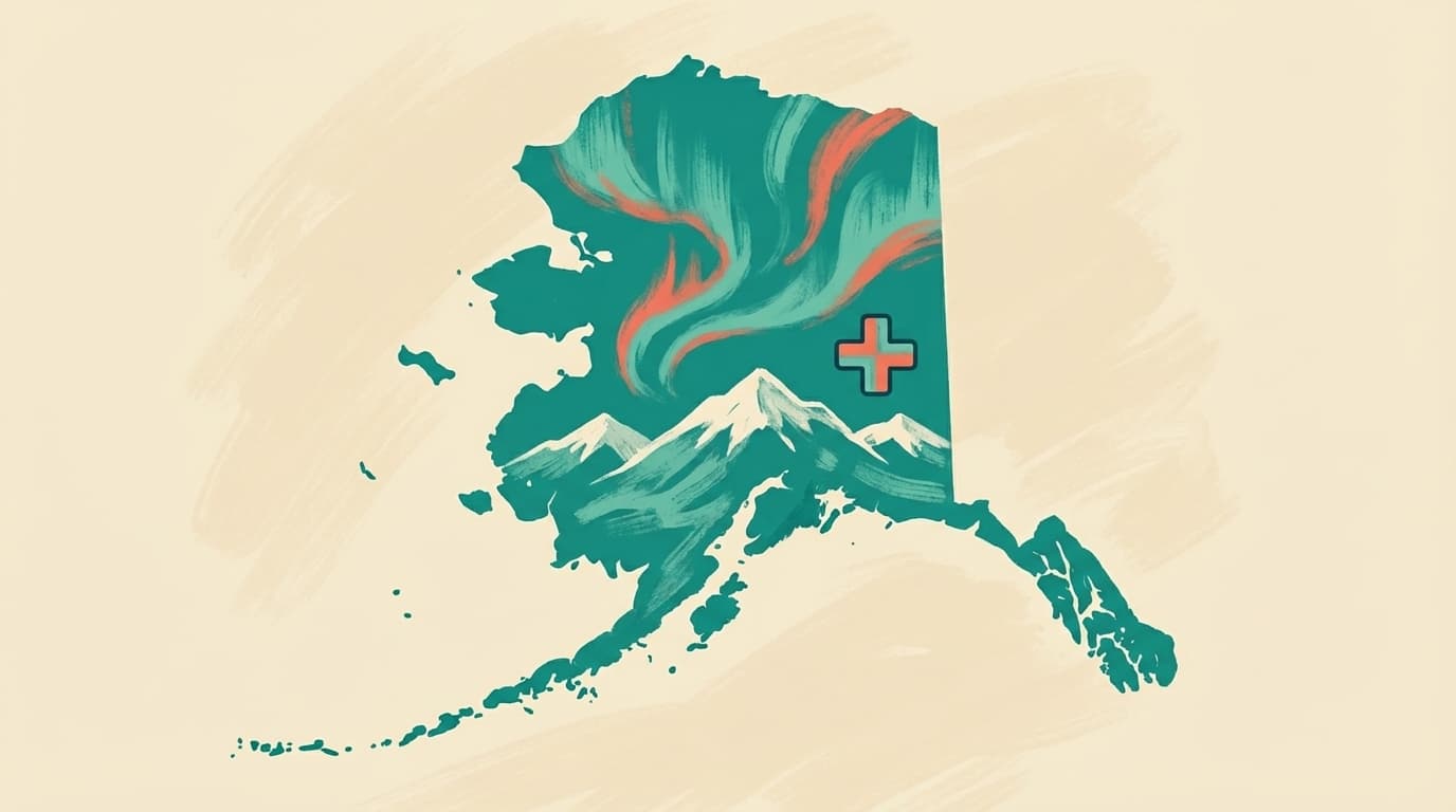Alaska state outline with health icons