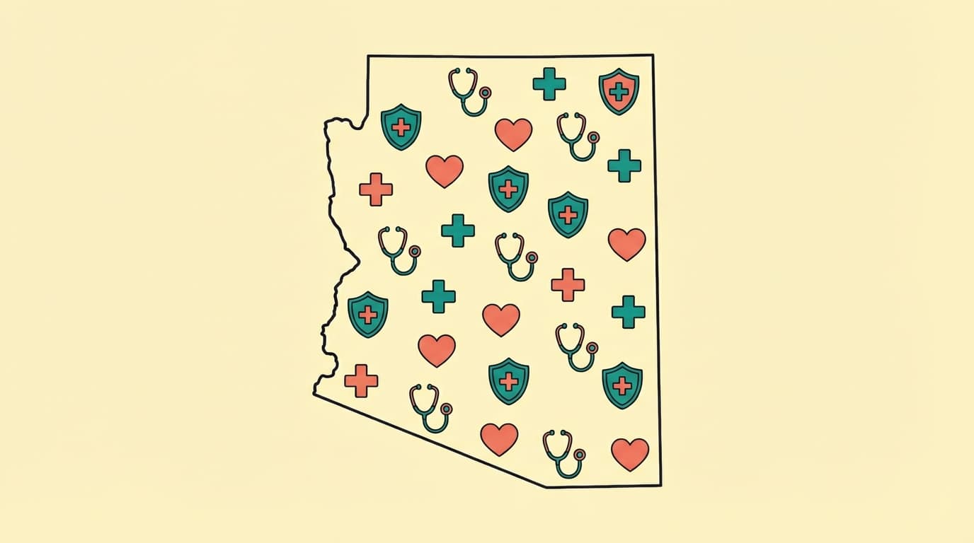 Arizona state outline with health icons