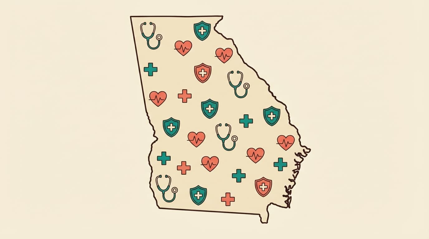 Georgia state outline with health icons