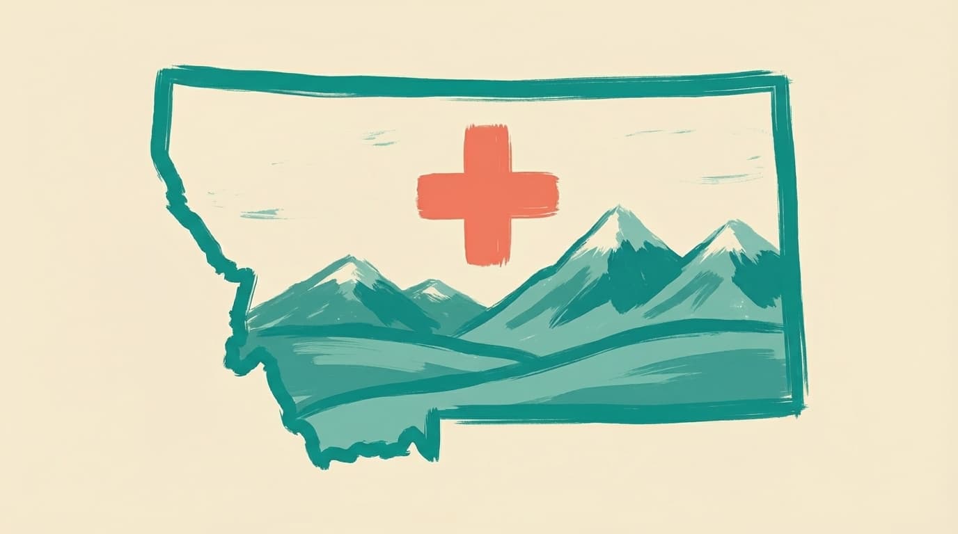 Montana state outline with health icons