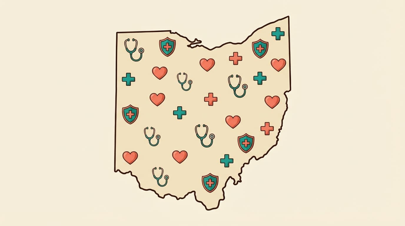 Ohio state outline with health icons