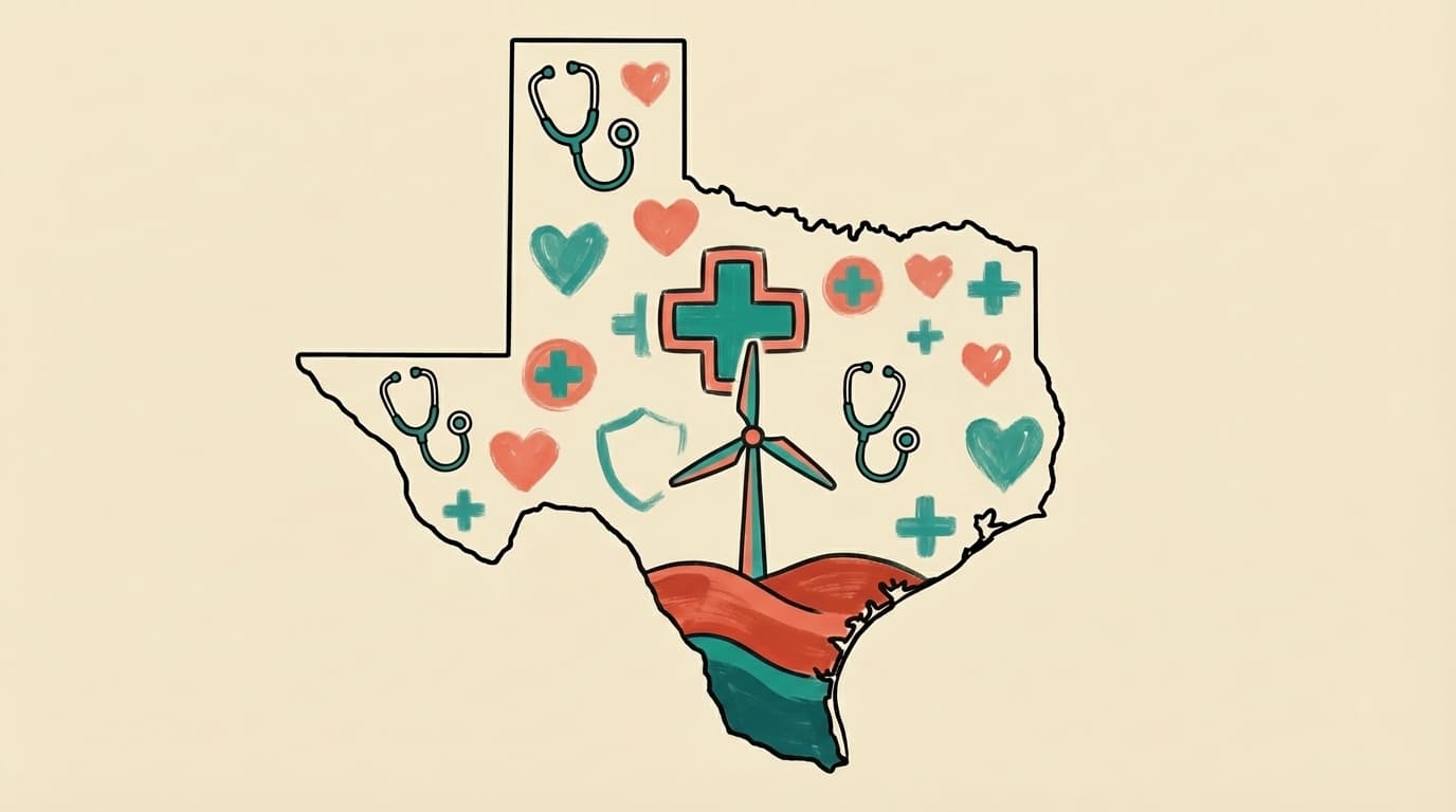 Oklahoma state outline with health icons